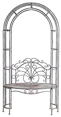 ZYFA Rosenbogen mit Bank,Gartenbogen Metall, Rankhilfe Gartenbank, Rosen Torbogen Rankgitter Pergola Laubengang Kletterhilfe for Kletterpflanzen