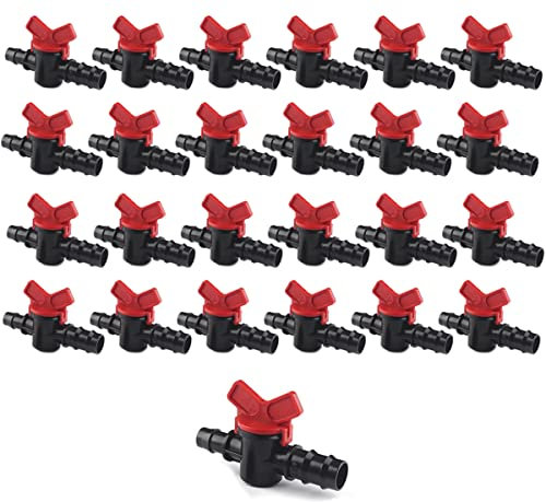 GNCGarden [25er-Pack] 12 mm bis 16 mm Tropfbewässerungsrohr-Verbindungsventil. Inklusive robuster Gummidichtung. Langlebiges, einfach zu bedienendes, leckagefreies Bewässerungsventil.