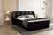 TRADA Bilbao Boxspringbett mit Bettkästen H3 Pocket Matratze Kopfteil mit Dekorative Ohren (Schwarz, 140 x 200 cm)
