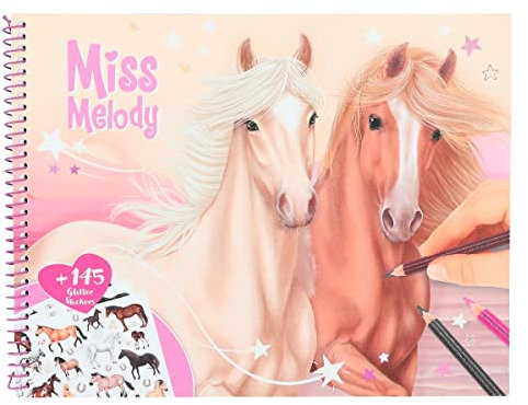 Depesche 12479 Miss Melody - Malbuch mit traumhaften Pferde Motiven, 44 Seiten, Ausmalbuch inkl. vieler Glitter-Sticker