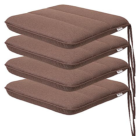 HOBBYGARDEN Set 4 Outdoor & Indoor Sitzkissen 50x43 cm Braun | Wetterfeste Sitzpolster für Gartenstühle, Palettenkissen, Liege & Balkon | Bequeme Outdoor Kissen Gartenmöbel