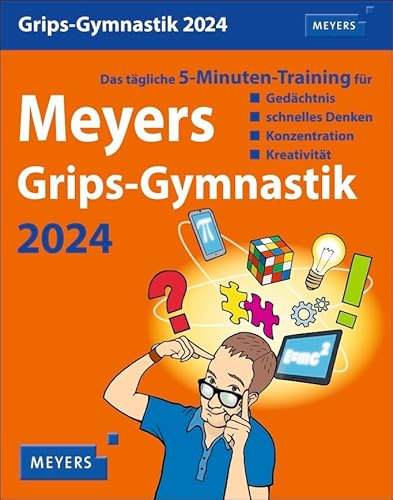 Meyers Grips-Gymnastik - Kalender 2024 - Harenberg-Verlag - Wissenkalender - Tagesabreißkalender mit Training für die grauen Zellen - 11 cm x 14 cm