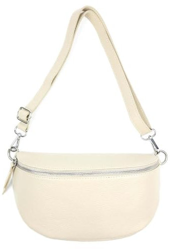 Made in Italy Damen Leder Tasche Gürteltasche Crossbody Hüfttasche Bauchtasche Umhängetasche Wildleder Brusttasche Crossover Bodybag Schultertasche Handytasche Geldtasche Beige (Leder)