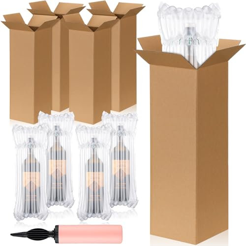 Tenceur 25 Sets Wine Shipping Box, Include Wine Boxes Wine Protector Bags and Pump, Wine Boxes for Shipping, Travel Boxes for Moving Safety Shipping of Glass Bottles