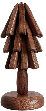 NKEM Round Table Mats, Heat Insulation Black Walnut Solid Wood Tree, Reusable Dark Wooden Tree Placemats For Home, Dining Table, Teapot, Countertops And Kitchen