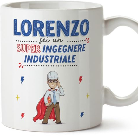 MUGFFINS Tazas Personalizadas para INGENIERO INDUSTRIAL hombre - En Italiano - Sei Super! - 11 oz / 330 ml - Regalo Personalizable original y divertido