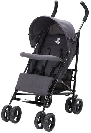 babycab Buggy Malaga Kinderwagen grau melange - mit Liegefunktion - fixierbare Doppelräder - kompakt zusammenfaltbar - gepolsterter Sicherheitsbügel
