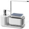 Kitchen Soap Dispenser Set with Tray and Sponge Holder, Dish and Hand Soap Dispenser with Dishcloth Holder 4-in-1 Kitchen Sink Countertop Storage Organizer, Useful Kitchen Gadgets - White