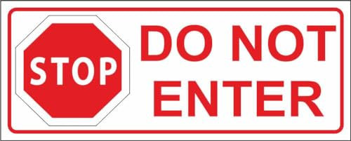M-ITALY CARTELLO SEGNALETICO UNI - STOP DO NOT ENTER - Adesivo Extra Resistente, Pannello in Forex, Pannello In Alluminio (30x12, Adesivo)