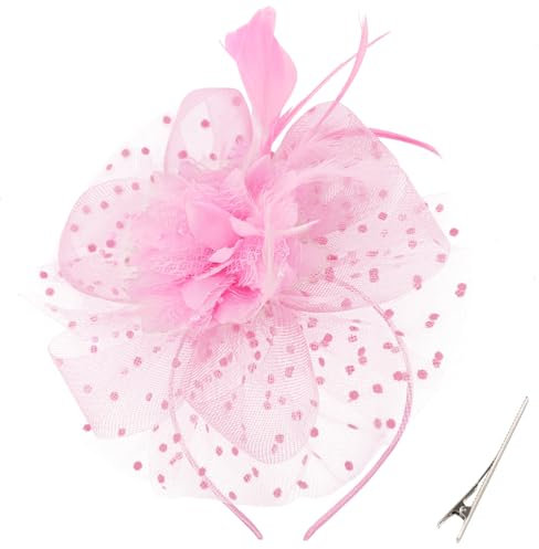 DRESHOW Fascinators Hut Feder Stirnband Damen Fascinators Tee Party Kopfbedeckung mit Clip Blume Stirnband für Mädchen & Damen