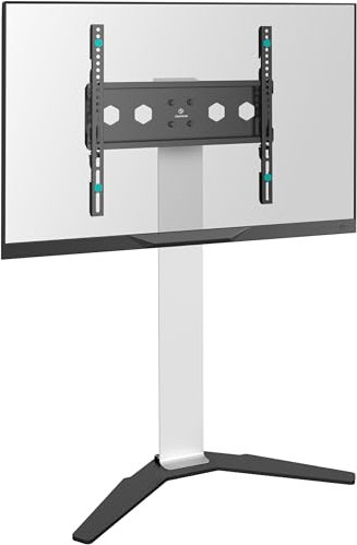ONKRON Soporte TV Pie 26 – 65, Pie para Television con Altura Regulable, Carga de hasta 35 kg, Pedestal TV Universal con VESA 100x100–400x400 mm, Soporte Television Blanco TS1140-W