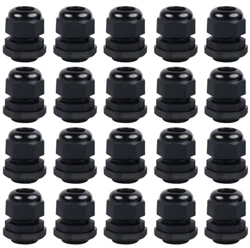 20 Pack Nylon Cable Glands Adjustable Cable Glands Waterproof Nylon Cable Glands Suitable for 6mm - 12mm Cables