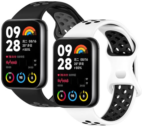 Th-some Armband Kompatibel mit Xiaomi Mi Band 8 Pro - 2 Stück Sport Silikon Ersatzbänder für Xiaomi Band 8 Pro, Verstellbares Zweisfarbige Uhrenarmband für Xiaomi Band 8 Pro