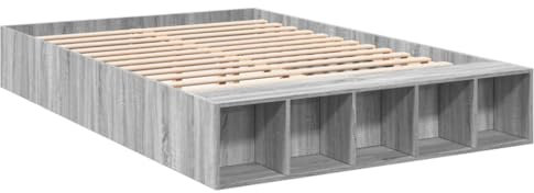 vidaXL Bettgestell, Bett mit Stauraum für Schlafzimmer, Bettrahmen mit Lattenrost, Schlafzimmerbett Doppelbett, Grau Sonoma 140x200cm Holzwerkstoff
