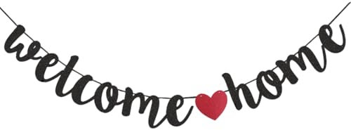 Welcome Home Deko, Willkommen Zuhause Girlande, Welcome Home Girlande, Willkommen Zuhause Banner für Rückkehr Familienfeiern Einzug Schule Saison Party Dekoration