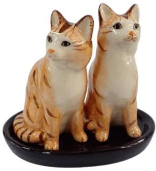 Keramik Salz und Pfefferstreuer Set Katzen Motiv (rote Tigerkatze)