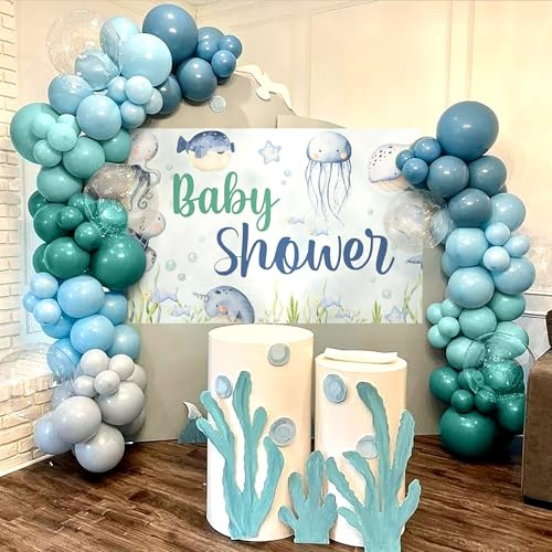 JeVenis Ocean Welcome Baby Luftballons Girlande Unter dem Meer Babyparty Dekorationen Ozeantiere Babyparty Banner Meerestiere Meerjungfrau Party Dekorationen Partyzubehör