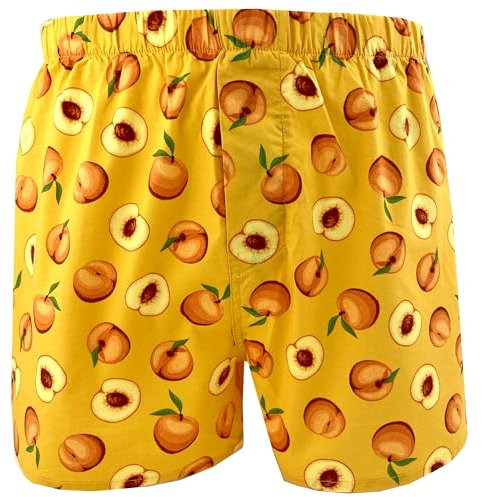 ROCK ATOLL Men's Colorful Funny Animal All Over Print Cotton Boxer Shorts S-XXL, Orange Nectarine Print, L