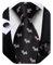 DiBanGu Mens Weihnachten Krawatte Set Lustige festliche Krawatte Gewebte Pocket Square Manschettenknöpfe Set mit Geschenkbox, Schwarz und Grau