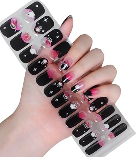Glow In Dark Nails Art Stickers Halloween Nails Strips Full Nails Wrap Semi Cured Nails Strips Nails Art Decoration