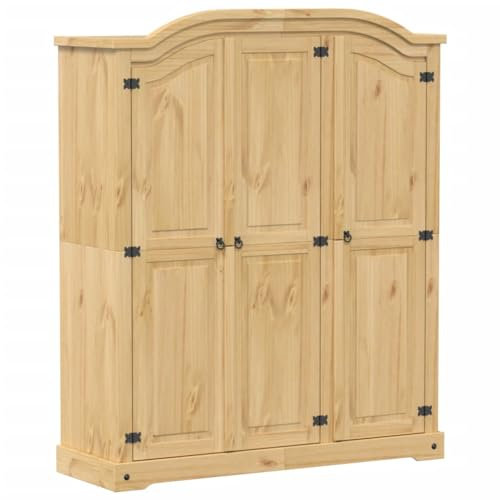 Hommdiy Kleiderschrank kleiderschrank kinderzimmer,kleiderschrank massivholz,kleiderschrank Kiefer,Geeigneter Kleiderschrank für Wohnzimmer und Schlafzimmer Corona 151,5x52x186 cm Massivholz Kiefer