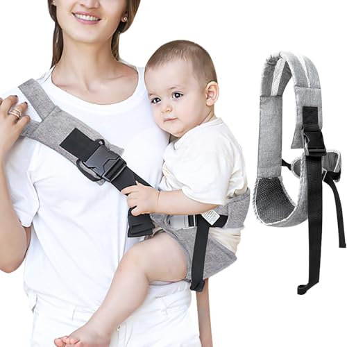 Lvjkes Echarpe de portage bebe, Porte bébé, Multifonctionnel porte bebe epaule, Bandoulière réglable, Portable, Convient aux bébés de 6 à 48 mois, aux tout-petits jusquà 25 kg (Gris)