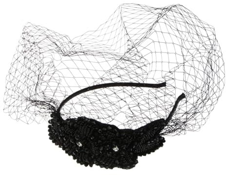 NOLITOY Tocado De Malla Decoración Manual De Gemas Para Mujer Para Bodas Color Negro Material De Vintage Accesorio Cabello