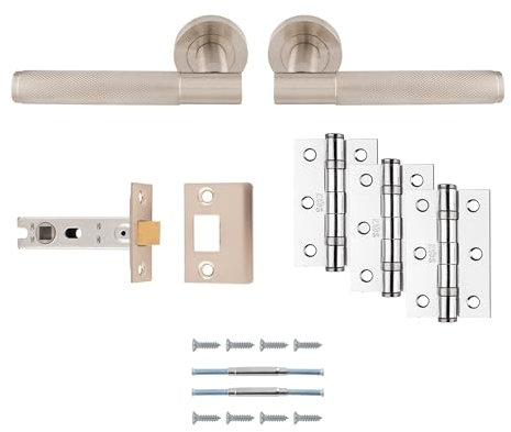 Carlisle Brass Lagos Ulitmate Door Pack - Includes Pair of Handles, 3 Hinges and a 3 Latch in Satin Nickel