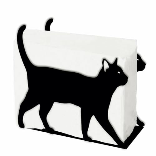 SUPERDANT Serviettenhalter Für Tische Mit Laufender Katze Schwarzer Serviettenspender Aus Metall Die Küche Katzen Serviettenständer Im Vintage Napkin Holder Für Tische Esszimmer Und Küche