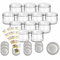 gouveo 12er Set Einmachgläser 230 ml mit silberfarbenen Deckel und 24 Oster-Aufkleber - Vorratsgläser, Marmeladengläser, Einkochgläser, Geschenkgläser für das Osterfest