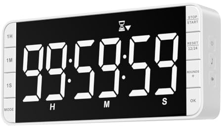 Uxsjakjsd Kitchen Clock Timer with 3 Brightness, 5 Alarms and 4 Volume Levels for Classroom for Home Gym Garage Boxing