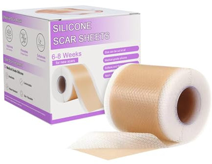 Pansement Silicone Cicatrice, 4 * 150cm Silicone Scar Sheets, Pansement Anti UV, Silicones Scar Tape Au Collagène, Invisibles Pour Le Visage Et Le Corps, Respirants, Adaptés à Types De Peau