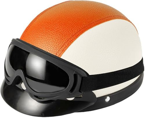 Casques Jet, Demi-Casque Moto Vintage Homologué Dot/ECE, Rétro Casques Bols avec Pare-Soleil Et Boucle À Dégagement Rapide Réglable, Casque Ouvert pour Scooter Vélo Cruiser 3,One Size