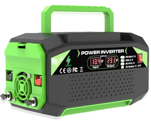 Kexpery Inverter Auto 300W/500W con Puertos USB y Tipo C, Transformador de 12 V en 220V CA para Acampar electrónica