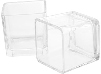 Lurrose 2 pièces Bougeoirs Verre Transparent Lot de Grandes Coupes Carrées pour Bougies DIY Décoratives et Supports pour Bougies Parfumées