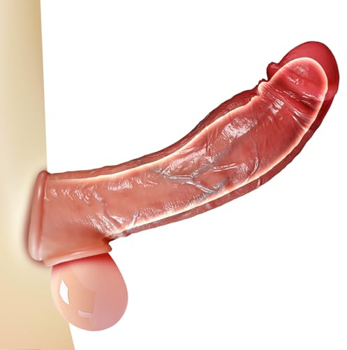 Funda Pene Realistico Grueso para Hombre, Extensor Alargador de Pene Masculino, Anillo para Pene de Hombre, Consolador Sexo Mujer, Fundas para Pene en Juguetes Eróticos para Pareja Sexuales (Piel)