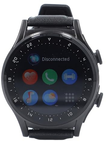 Denash Fitness Tracker Clock with Wireless Headphones Comfortably (Black Shell (Black Leather Strap))
