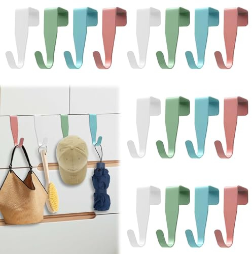 Over Door Hook 16Pcs Single Over The Door Hangers Small Over Cupboards Hook for Hanging Metal Coat Hooks Over Kitchen Cabinet Hooks for Bathroom Kitchen Cupboard Cabinet Bedroom Hanging Clothes