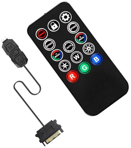Ulegqin ARGB Controller con Telecomando, 5V 3 Pin RGB Controllore ARGB SATA Power RGB 14 Key Remote Control Switch Colors Regolatore dimmer Per Controllore di illuminazione