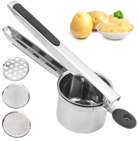 HORREX Kartoffelpresse, Gourmet Multipresse, Kartoffelpressen & Spätzlepressen, Edelstahl Rostfrei 430 Spätzle, Spätzlehobel für Kartoffelpürret, Spülmaschinenfest, Pflegeleicht, Geschmacksneutral