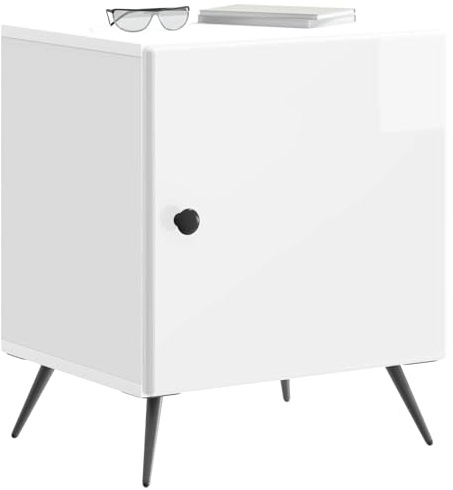 vidaXL Nachttisch 2 pcs Hochglanz Weiß 43 x 34,5 x 50 cm Holzwerkstoff, Vintage rechteckiger Couchtisch, kompakt mit viel Stauraum, Nachtisch als praktischer Organizer
