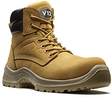 V12 Bobcat STS Honey S1P SRC Safety Work Boots for Men - Composite Toe Cap, Anti-Penetration Midsole, Slip-Resistant, Lightweight Steel Toe Boots - Size 10