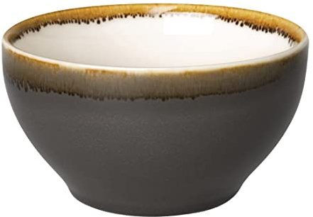 Olympia Kiln Round Porcelain Bowls 140mm Pack of 6, Smoke | Hand-painted rim and reactive glaze offer an artisan style, with BS4034 vitrified hotelware rating for catering use.