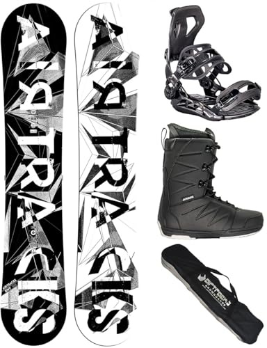 Airtracks Herren Snowboard Set BWF Camber Extra Wide + Bindung + Boots | Komplettset: BWF Camber Board, Bindung Master, Boots und Snowboard Bag – All Mountain, Freestyle, Freeride