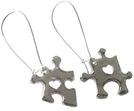 Jigsaw Puzzle Piece Earrings Silver Plated