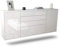 Dekati Sideboard Alexandria hängend (180x77x35cm) Korpus Weiss matt - Front Hochglanz Weiß - Push to Open - Leichtlaufschienen