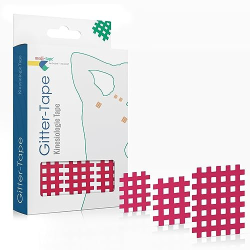 Medi-Tape Gittertape Gitterpflaster, Hochwertiges Akupunkturpflaster - Cross Tape Schmerzpunkte oder als Narbenpflaster, Selbstklebend und vielseitig einsetzbar, Big Mix-10 Blatt a Typ A/B/C) Pink