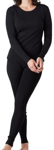 LAPASA Women's 100% Merino Wool Base Layer Set Thermal Underwear Long Sleeve Top Elastic Long Johns Bottom All Year L58/L91