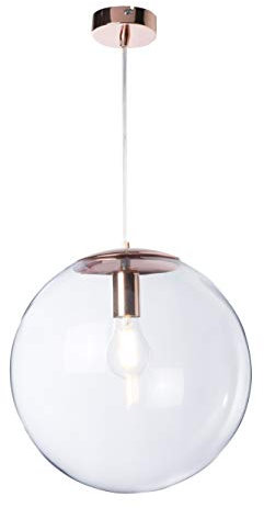 LUSSIOL Pendelleuchte Globus Kupfer, Durchmesser 34 cm x Höhe 33 cm, Warmweißes Licht, Modern, Zuhause, Wohnzimmer/Esszimmer, Küche, Büro