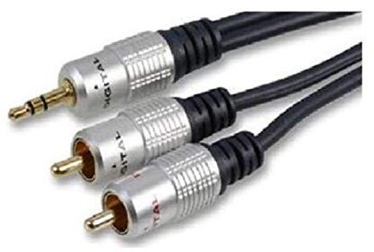 K M Electronics® 3.5MM Stereo MINI Jack to 2 X RCA Phono AUX Cable Lead OFC Gold Plated 3M